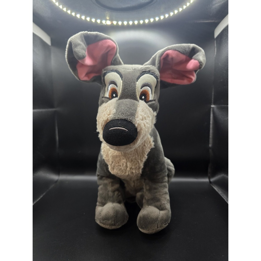 Disney Tramp Gray Dog Lady and the Tramp Plush Stuffed Animal Sitting